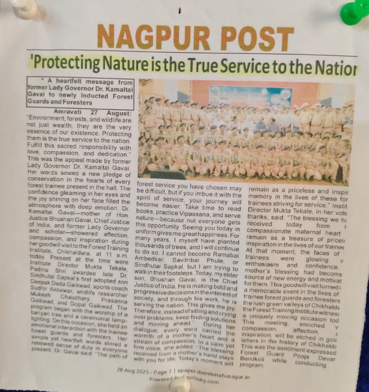 'Protecting Nature is the True Service to the Nation'